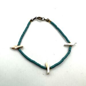 Blue Bead White Dove Bird Bracelet Boho Bohemian Western Jewelry